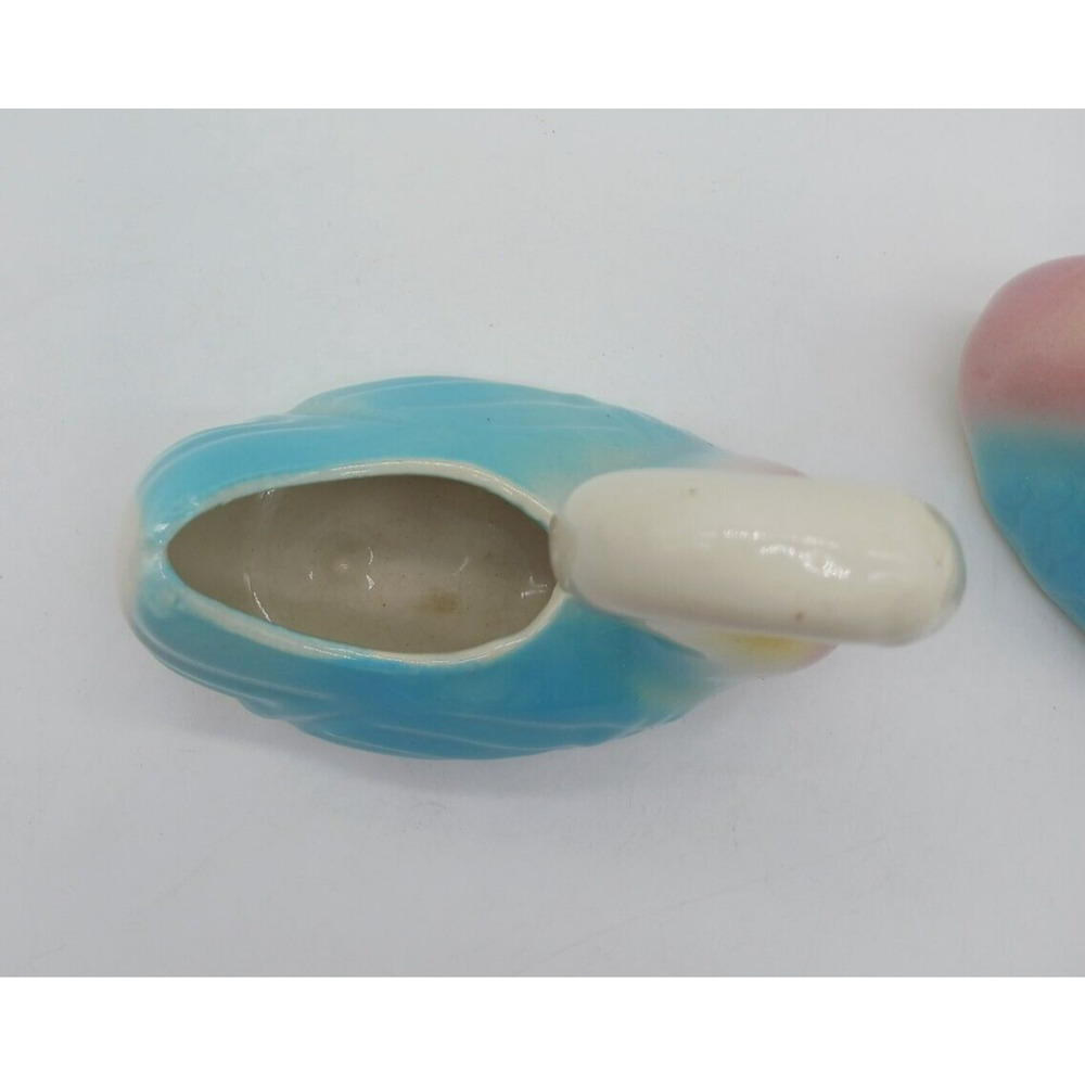 Lovely MCM Pair Set 2 Swan Planters Yellow Blue Pink Ceramic Mid Century Vintage - Picture 11 of 13